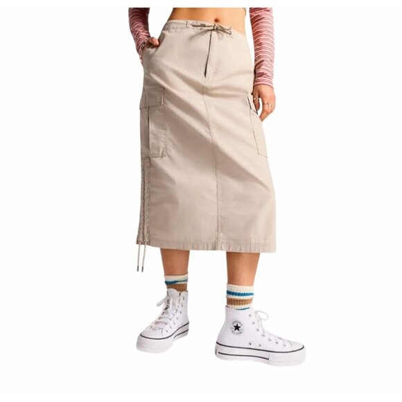 ⭐Converse Women's Skirt Long Woven Cargo Size Small Beige Street Wear⭐ - Picture 1 of 6